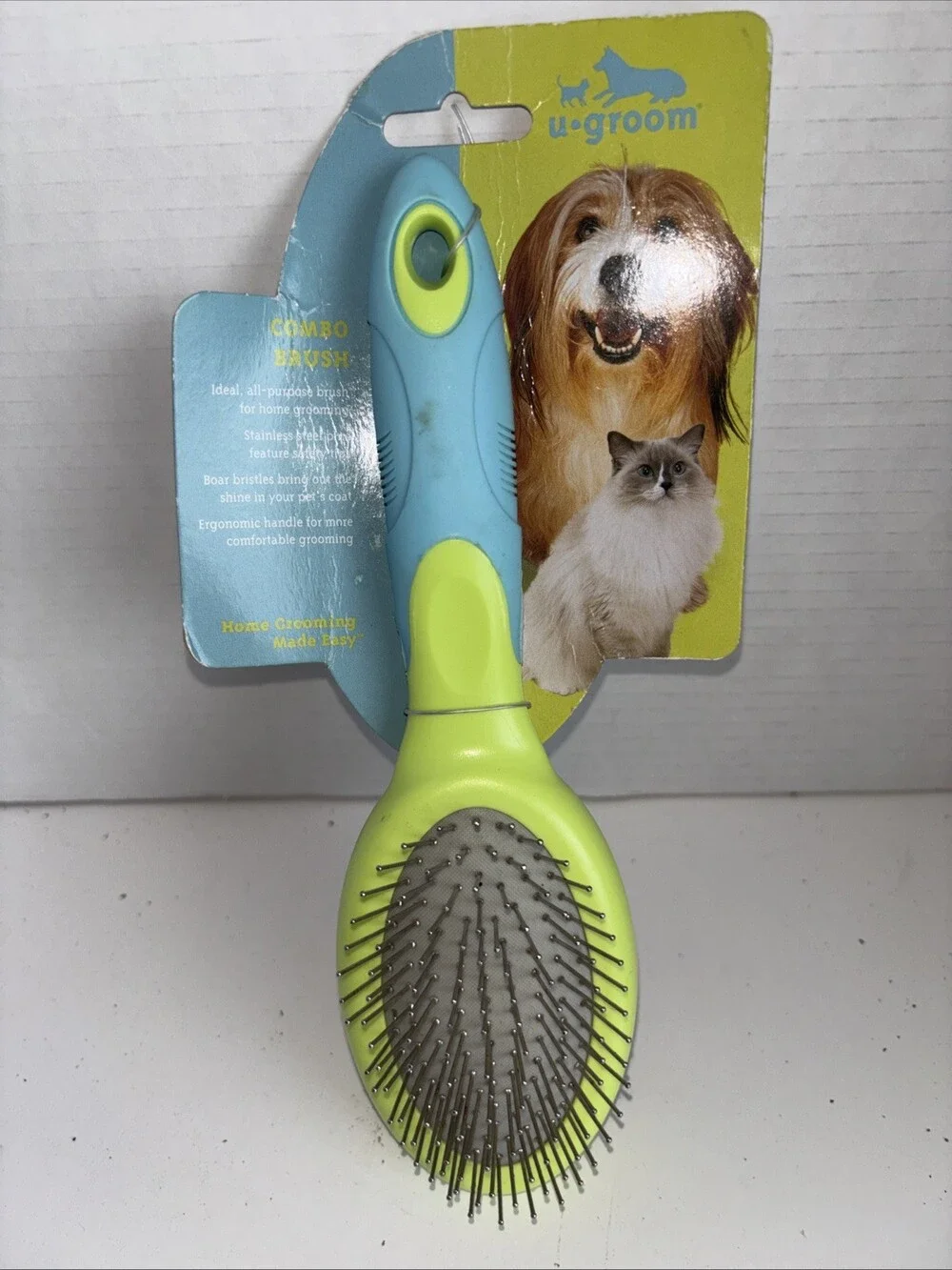 U Groom Combo Pet Brush Bristle/Pin Brush NEW